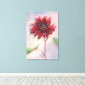 Hybride zonnebloem waait in de wind canvas afdruk (Insitu (Houten vloer))