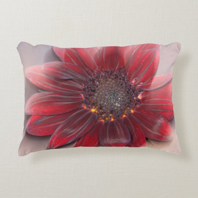 Hybride zonnebloem waait in de wind decoratief kussen (Voorkant)