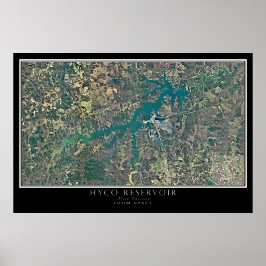 Hyco Lake North Carolina Satellite Poster Map (Voorkant)