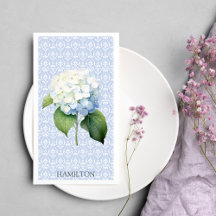 Hydangea Blue Damask Gepersonaliseerde gastdoek