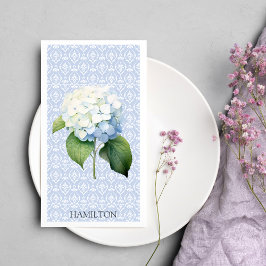 Hydangea Blue Damask Gepersonaliseerde gastdoek Servet
