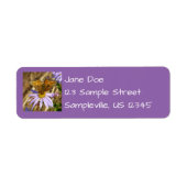 Hydaspe Fritillary op Paarse Aster Flowers Etiket (Voorkant)