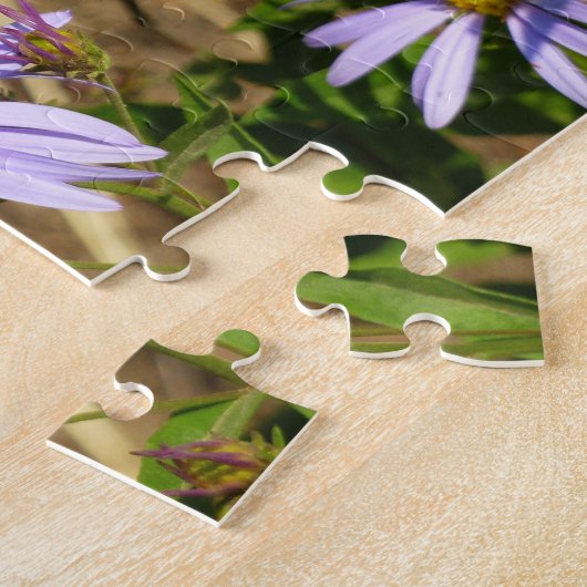 Hydaspe Fritillary op Paarse Aster Flowers Legpuzzel (Zijkant)