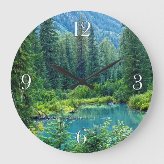 Hyder Alaska Schilderachtig Forest & Lake Clock Grote Klok (Voorkant)