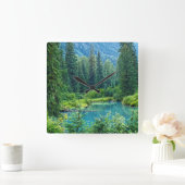 Hyder Alaska Schilderachtig Forest & Lake Clock Vierkante Klok (Huis)