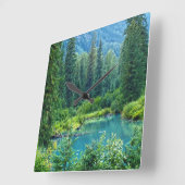 Hyder Alaska Schilderachtig Forest & Lake Clock Vierkante Klok (Hoek)