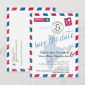 Hyderabad, India Airmail Wedding Save the Date Aankondigingskaart (Voorkant / Achterkant)