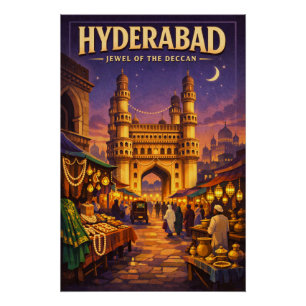 Hyderabad, India, in klassieke retro-reisstijl Perfect Poster
