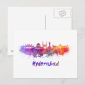 Hyderabad skyline in waterverf briefkaart (Voorkant / Achterkant)