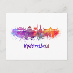 Hyderabad skyline in waterverf briefkaart