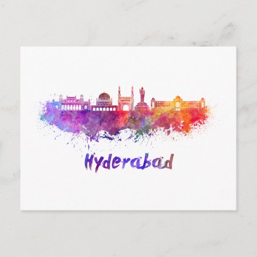 Hyderabad skyline in waterverf briefkaart (Voorkant)