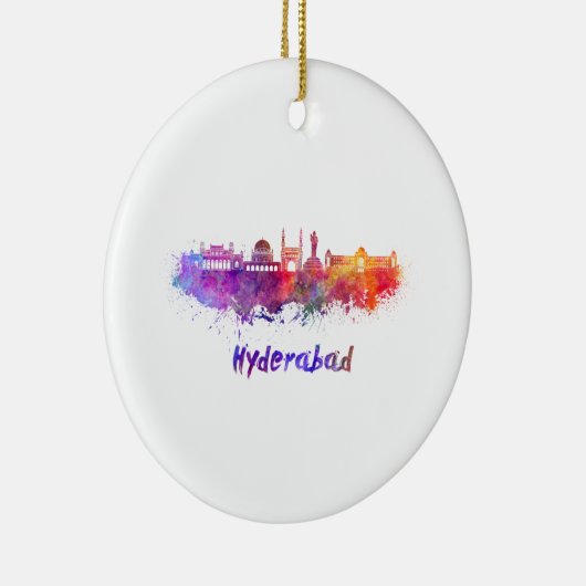 Hyderabad skyline in waterverf keramisch ornament (Rechts)