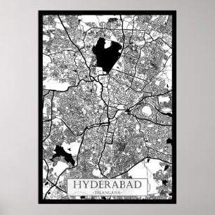 Hyderabad Telangana Kaart Poster