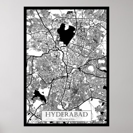 Hyderabad Telangana Kaart Poster (Voorkant)