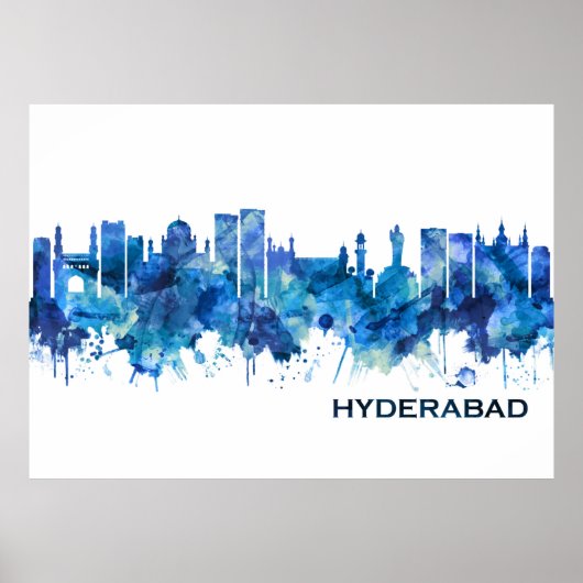 Hyderabad Telangana Skyline Blue Poster (Voorkant)