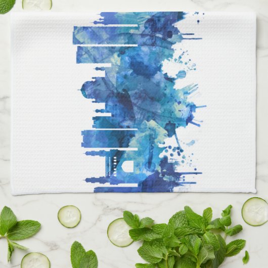 Hyderabad Telangana Skyline Blue Theedoek (Gevouwen)