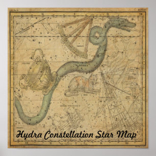 Hydra Constellation Star Map Astronomie Poster