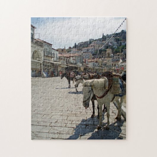Hydra eiland paarden uitzicht puzzel (Verticaal)