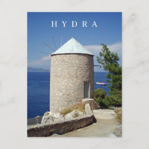 Hydra eiland windmolen uitzicht ansichtkaart briefkaart