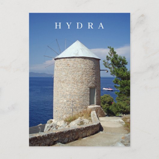 Hydra eiland windmolen uitzicht ansichtkaart briefkaart (Voorkant)