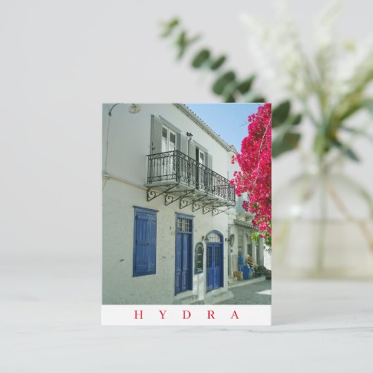 Hydra eilandhuis uitzicht briefkaart (Staand voorkant)