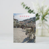 Hydra eilandpaarden uitzicht briefkaart (Staand voorkant)