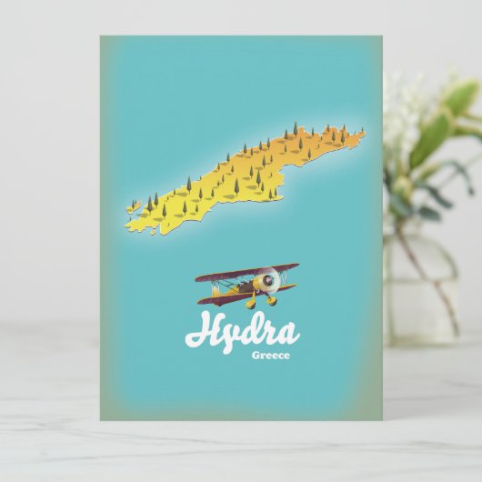 Hydra greece retro map (Staand voorkant)
