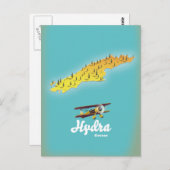 Hydra greece retro map briefkaart (Voorkant / Achterkant)