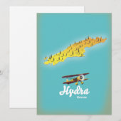 Hydra Griekenland retro kaart (Voorkant / Achterkant)