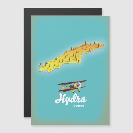 Hydra Griekenland retro kaart (Voorkant / Achterkant)