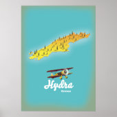 Hydra Griekenland retro kaart Poster (Voorkant)