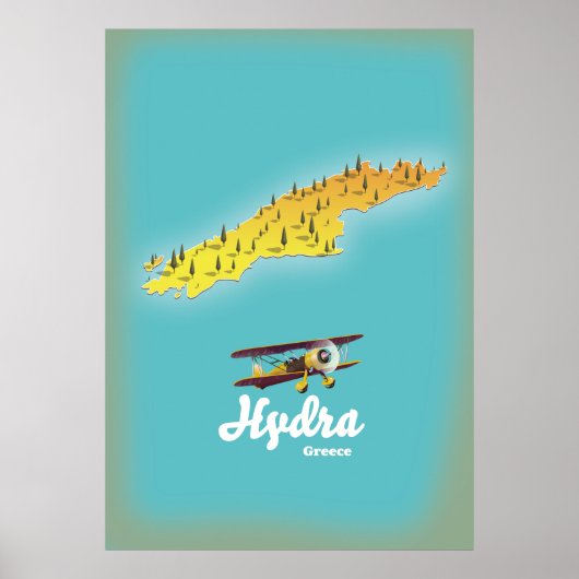 Hydra Griekenland retro kaart Poster (Voorkant)