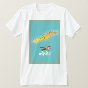 Hydra Griekenland retro kaart T-shirt