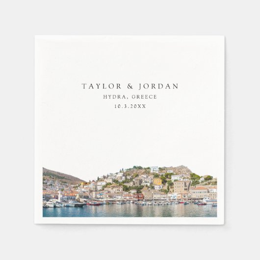Hydra Griekenland Trouwpapier Cocktail servet (Voorkant)