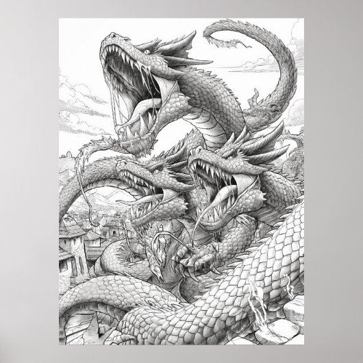 Hydra kleurboek pagina - Giant Snake Creature Poster (Voorkant)