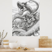 Hydra kleurboek pagina - Giant Snake Creature Poster (Keuken)