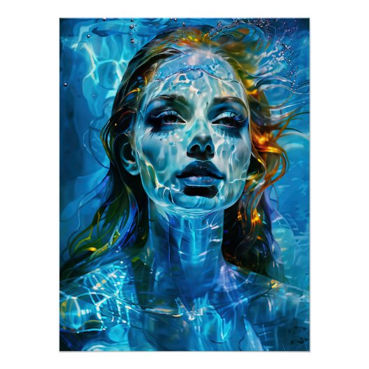 "Hydralea" – Onderwater Muse in Beweging Perfect Poster (Voorkant)