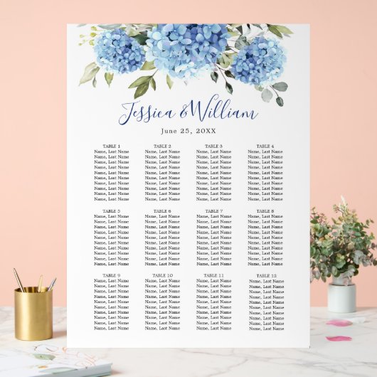 Hydrangea 12 Tafels Zitplaatsen GRAFIEK Acryl Teke Acryl Bord (Huwelijk)