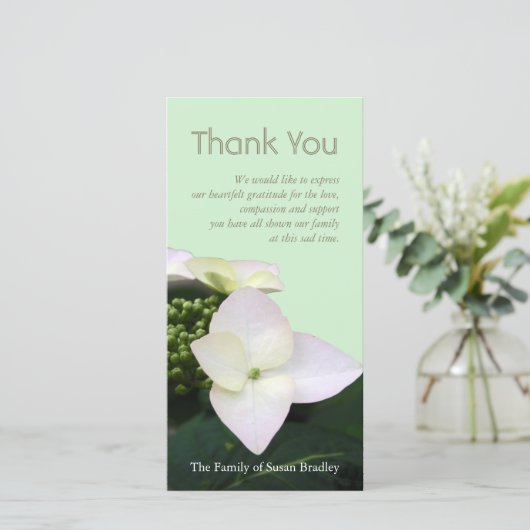 Hydrangea 2 Aangepast sympathie Dank u wel Bedankkaart (Staand voorkant)