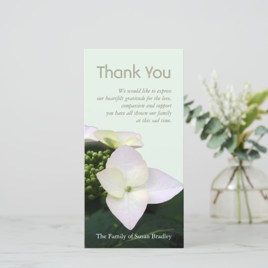 Hydrangea 3 Aangepaste condoleance- en dankkaart m Bedankkaart (Staand voorkant)
