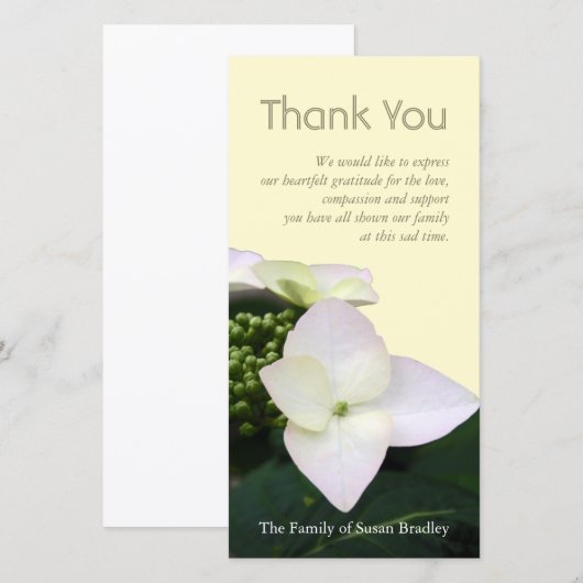 Hydrangea 5 Aangepast sympathie Dank u wel Bedankkaart (Voorkant / Achterkant)