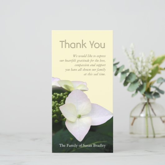 Hydrangea 5 Aangepast sympathie Dank u wel Bedankkaart (Staand voorkant)