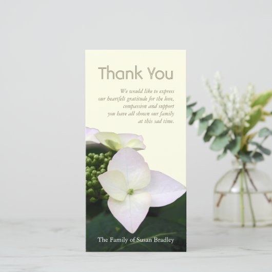 Hydrangea 6 Aangepast sympathie Dank u wel Bedankkaart (Staand voorkant)
