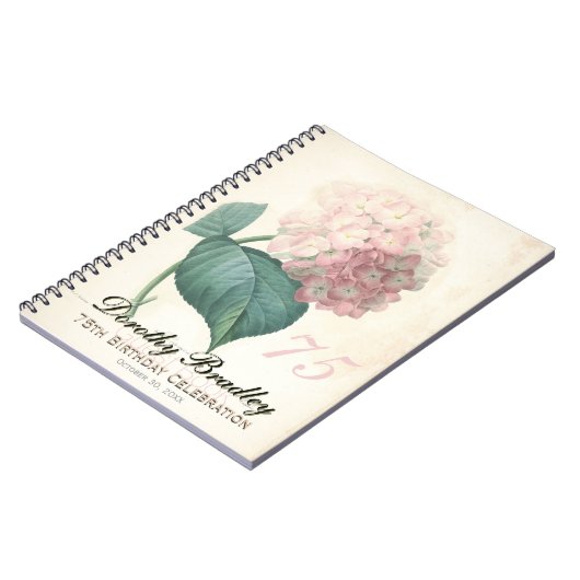  Hydrangea 75e Birthday Party Guest Book N Notitieboek (Linkerzijde)