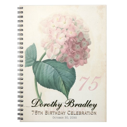  Hydrangea 75e Birthday Party Guest Book N Notitieboek (Voorkant)