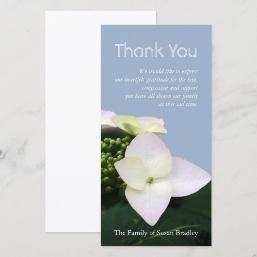 Hydrangea 7 Aangepast sympathie Dank u wel Bedankkaart (Voorkant / Achterkant)