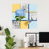 Hydrangea Aangepast Lijst Blauw geel Poster (Thuiskantoor)