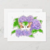 Hydrangea and Mochi Rainy Day Postcard by Amy C Briefkaart (Voorkant / Achterkant)