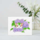 Hydrangea and Mochi Rainy Day Postcard by Amy C Briefkaart (Staand voorkant)