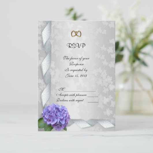 Hydrangea antwoordkaart RSVP kaartje (Staand voorkant)